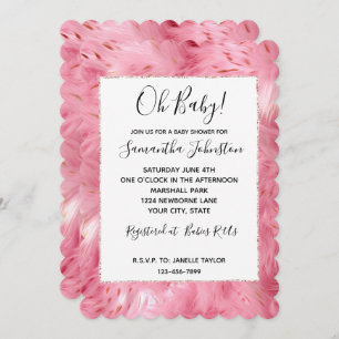 Pretty Girly Pink Faux Fur Invitation