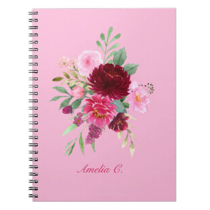 Pretty Girly Pink Floral Notebook