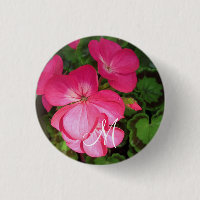 Pretty Girly Pink Geranium Photo Monogram  