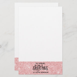 Pretty Girly Pink Glitter Artist Stationery