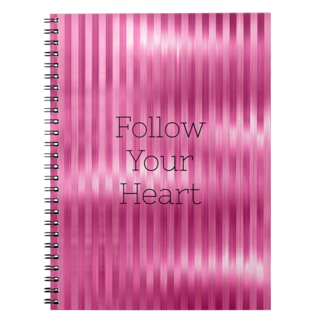 Pretty Girly Pink Stripes Notebook (Front)