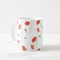 Pretty Girly Poppies Floral Pattern