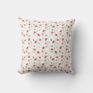 Pretty Girly Poppies Floral Pattern Cushion