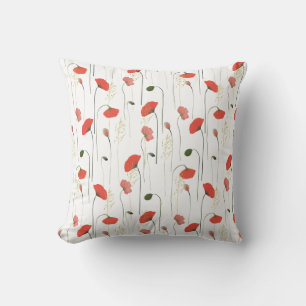 Pretty Girly Poppies Floral Pattern Cushion