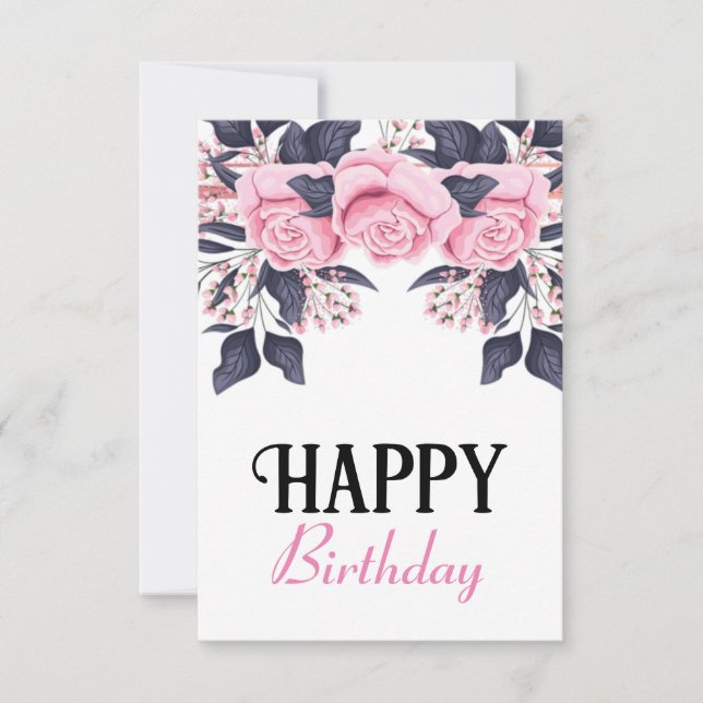Pretty girly rose birthday  card (Front)