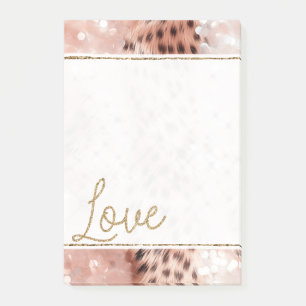 Pretty Girly Rose Gold Leopard Bokeh Post-it Notes