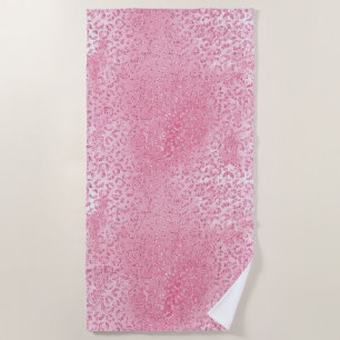 Pretty Girly Sugar Pink Glitter Leopard Beach Towel