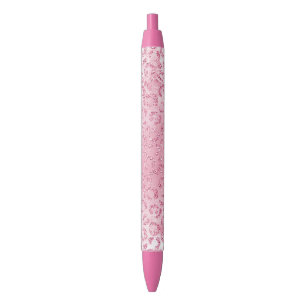 Pretty Girly Sugar Pink Glitter Leopard Black Ink Pen
