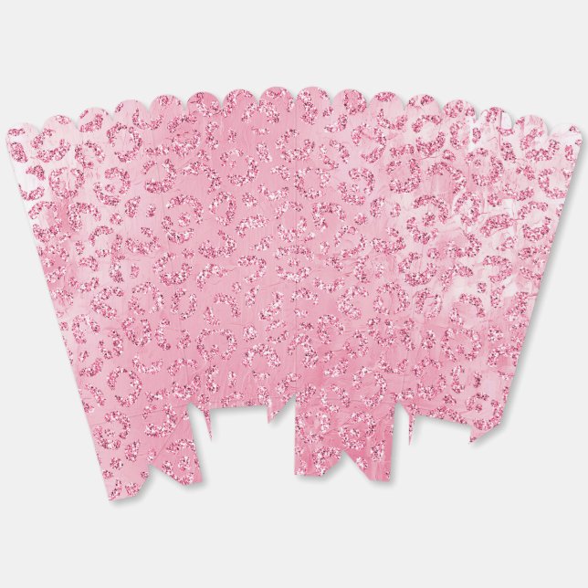 Pretty Girly Sugar Pink Glitter Leopard Favour Box (Unfolded)