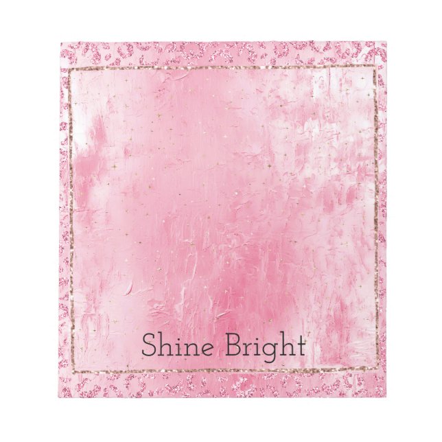 Pretty Girly Sugar Pink Glitter Leopard Notepad (Front)