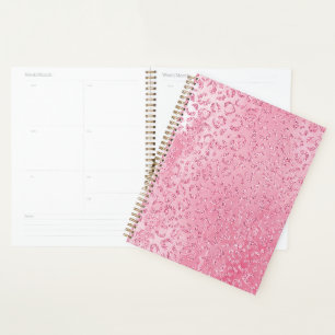 Pretty Girly Sugar Pink Glitter Leopard Planner