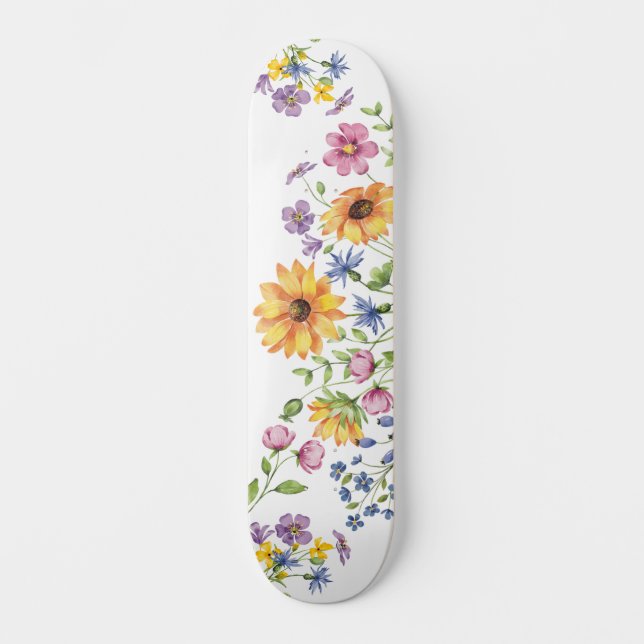 Pretty Girly Wildflowers Skateboard (Front)