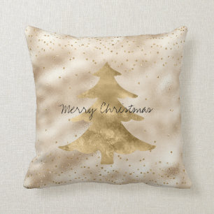 Pretty Glam Gold Sparkle Dots Christmas Tree Cushion