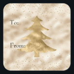 Pretty Glam Gold Sparkle Dots Christmas Tree   Square Sticker<br><div class="desc">Pretty Glam Gold Christmas Tree and Confetti sparkle dots to and from tags for gifts</div>