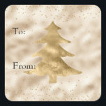 Pretty Glam Gold Sparkle Dots Christmas Tree   Square Sticker<br><div class="desc">Pretty Glam Gold Christmas Tree and Confetti sparkle dots to and from tags for gifts</div>