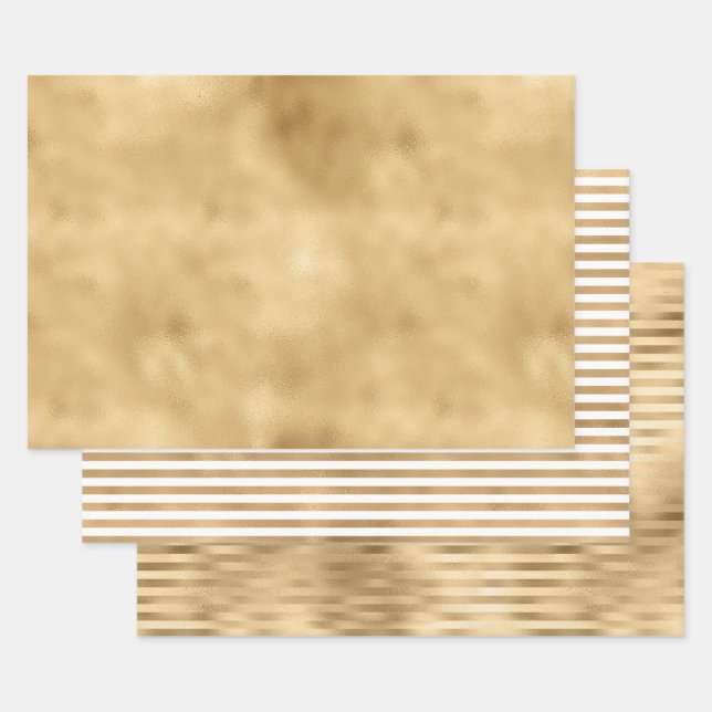 Pretty Glam Gold Stripes Wrapping Paper Sheet (Set)