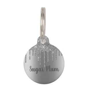 Pretty Glitter Drips Pet Dog Cat Lost Id Tag