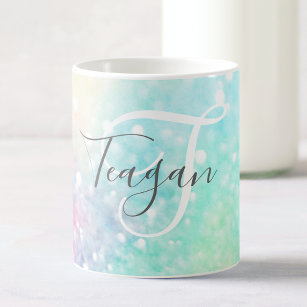 Pretty Glitter Holographic Iridescent Girly Coffee Mug
