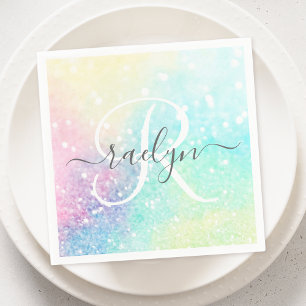 Pretty Glitter Holographic Iridescent Girly Napkin