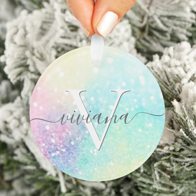 Pretty Glitter Holographic Iridescent Girly Ornament (Creator Uploaded)