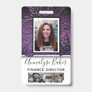 Pretty Glitter Professional CNA Nurse Photo Name ID Badge