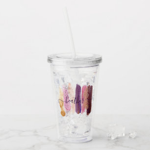 Pretty glitter smear personalised acrylic tumbler