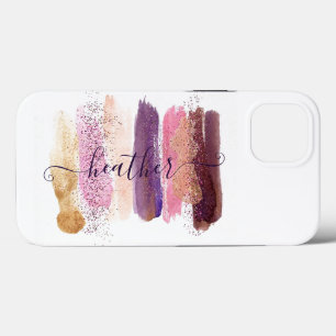 Pretty glitter smear personalised iPhone 13 case
