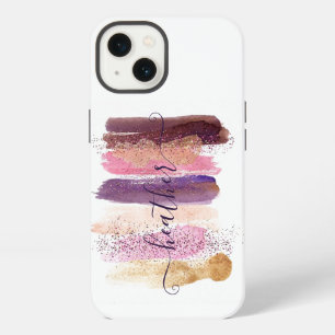 Pretty glitter smear personalised iPhone 13 case