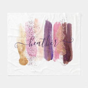 Pretty glitter smear personalized fleece blanket