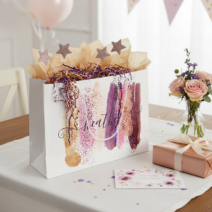 Pretty glitter smear personalized large gift bag