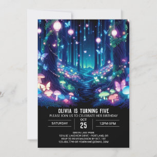Pretty Glowing Woodland Digital Birthday Invitation