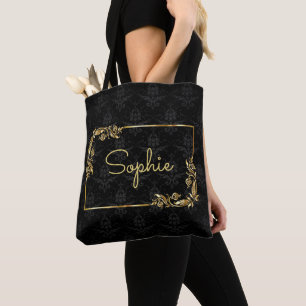 Pretty Gold and Black Tote Bag