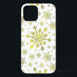 Pretty Gold Christmas Snowflakes on Winter White iPhone 12 Pro Case<br><div class="desc">Mixed sized pretty yellow gold snowflakes are scattered throughout this Christmas seasonal pattern. This cute festive design with a crisp winter white background is sure to please any age and perfect for anyone who likes soft and delicate xmas patterns.</div>