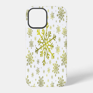 Pretty Gold Christmas Snowflakes on Winter White iPhone 12 Pro Case