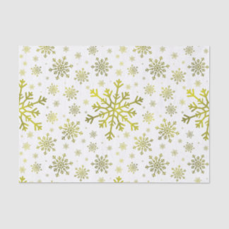 Pretty Gold Christmas Snowflakes on Winter White Tissue Paper