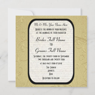 Pretty Gold damask formal wedding Invitation