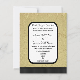 Pretty Gold damask formal wedding Invitation