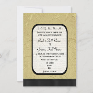 Pretty Gold damask formal wedding Invitation