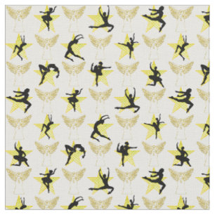 PRETTY GOLD DANCER CHRISTMAS DESIGNS FABRIC