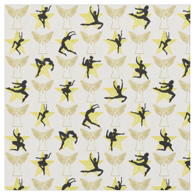 PRETTY GOLD DANCER CHRISTMAS DESIGNS FABRIC (Close Up)