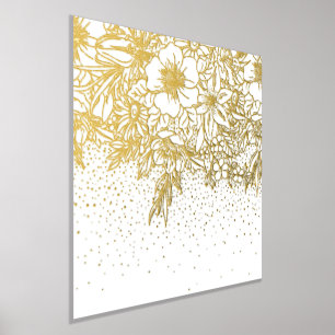 Pretty Gold dots floral Foil Prints