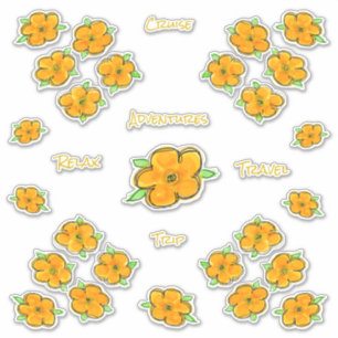 Pretty Gold Flowered Stickers Personalise Text