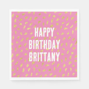 Pretty Gold Glam Pink Abstract Napkin