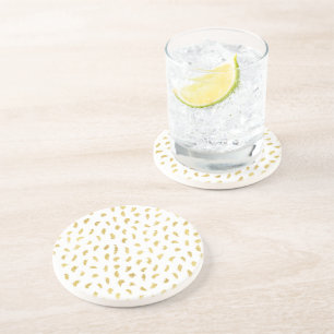 Pretty Gold Glam White Abstract Coaster