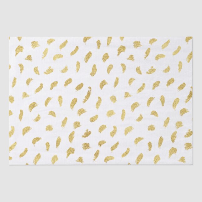 Pretty Gold Glam White Abstract Tissue Paper (Front)