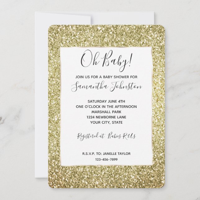 Pretty Gold Glitter   Invitation (Front)