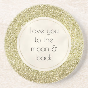 Pretty Gold Glitzy Glitter Love Coaster