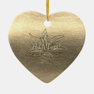 Pretty Gold Lily Flower Floral Add Text Ornament