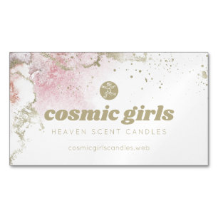 Pretty Gold & Pink Watercolor Magnetic Business Card