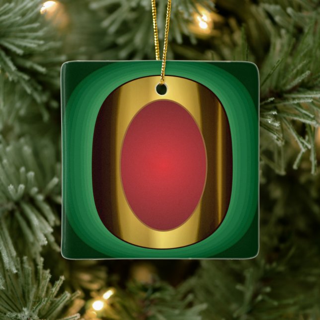 Pretty Gold Red Green Ceramic Ornament (Tree)